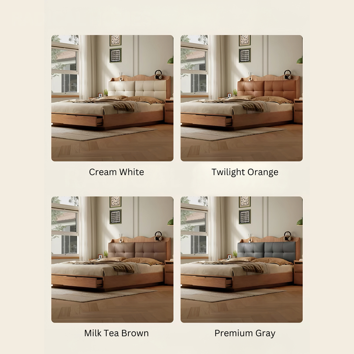 KELDRIS Modern Solid Wood Storage Bedframe - Cassa Haus Singapore