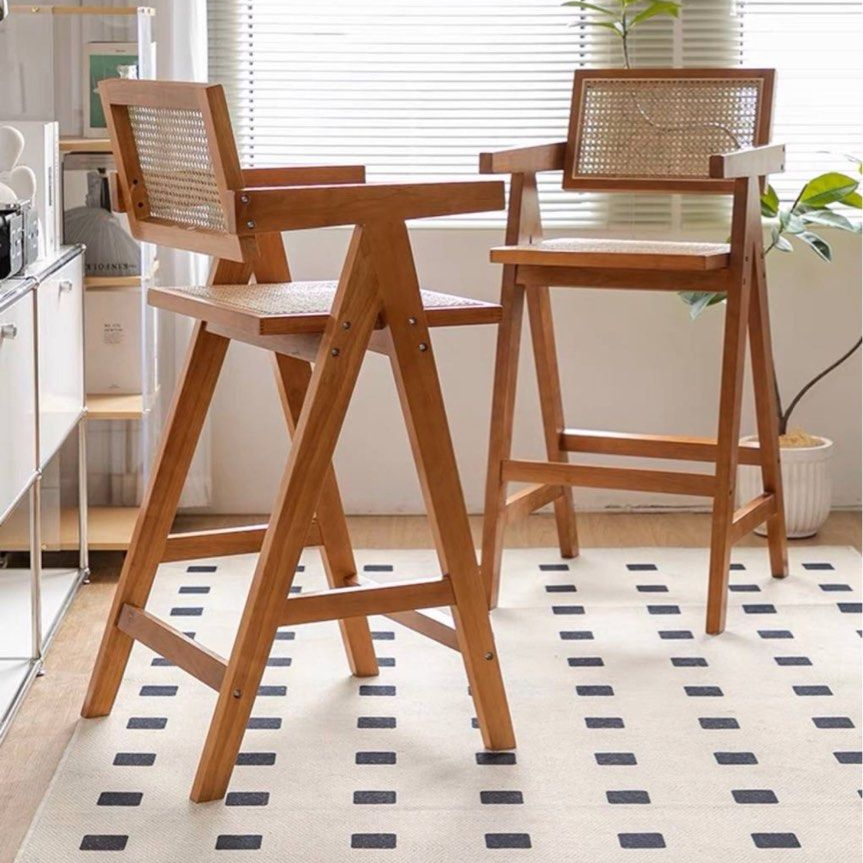 NOQAVERA Scandinavian Wood Bar Stool