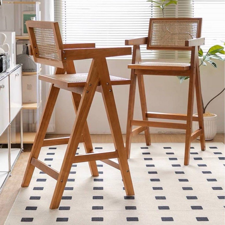 NOQAVERA Scandinavian Wood Bar Stool