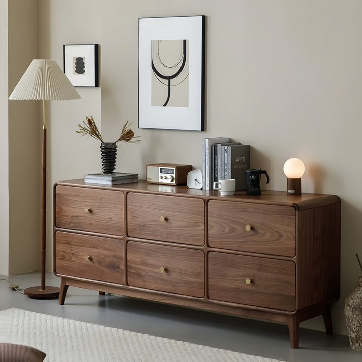 BRUBECK Rustic Walnut Wood Chest Of Drawers