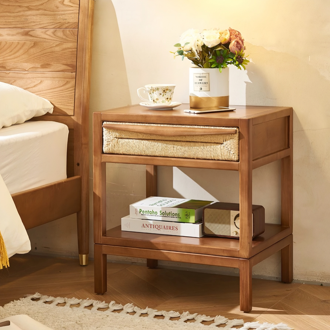 RYDEN Japandi Solid Wood Bedside Table