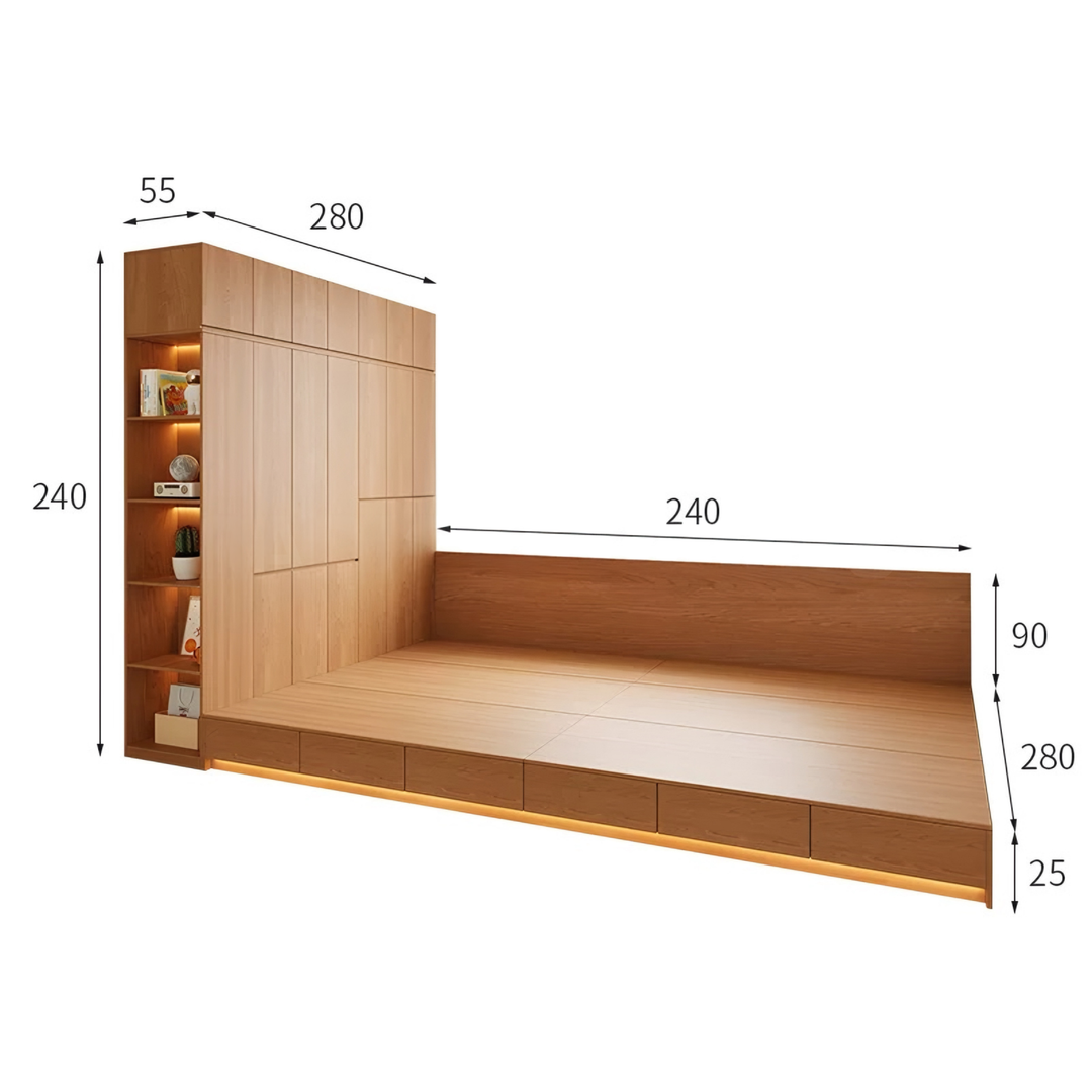 MIZUTO Japanese Platform Bedframe & Wardrobe