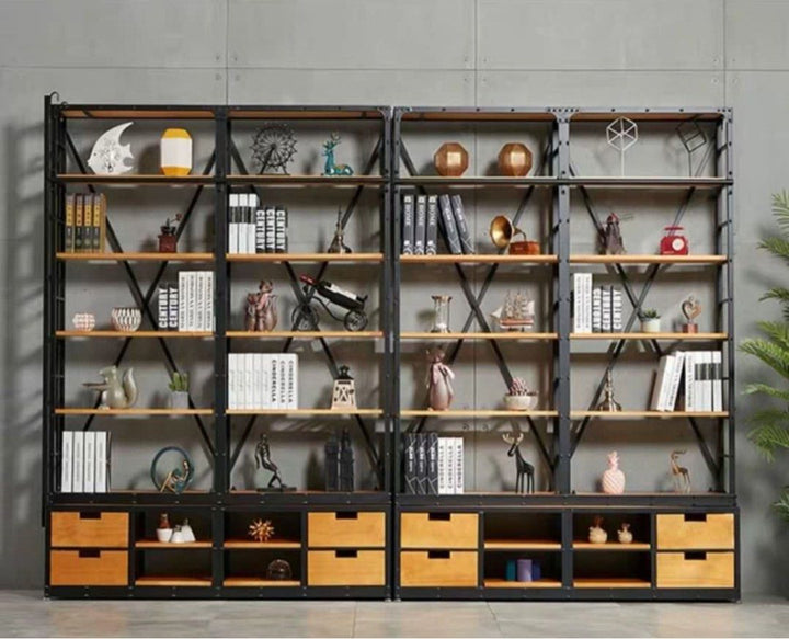 DARA Modern Industrial Solid Wood Library Shelf - Radical Homes Singapore