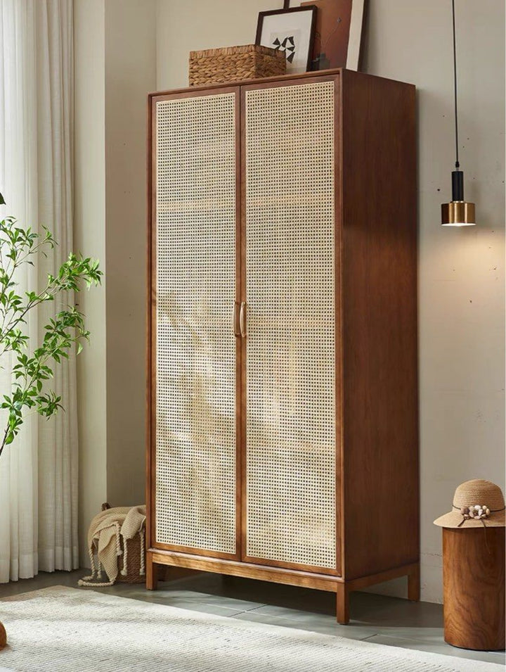 LUCIUS Rustic Rattan Wardrobe - Radical Homes Singapore