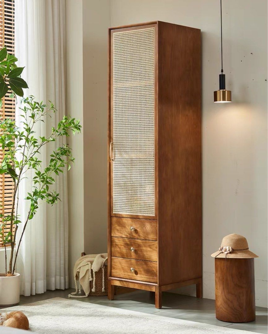 LUCIUS Rustic Rattan Wardrobe - Radical Homes Singapore