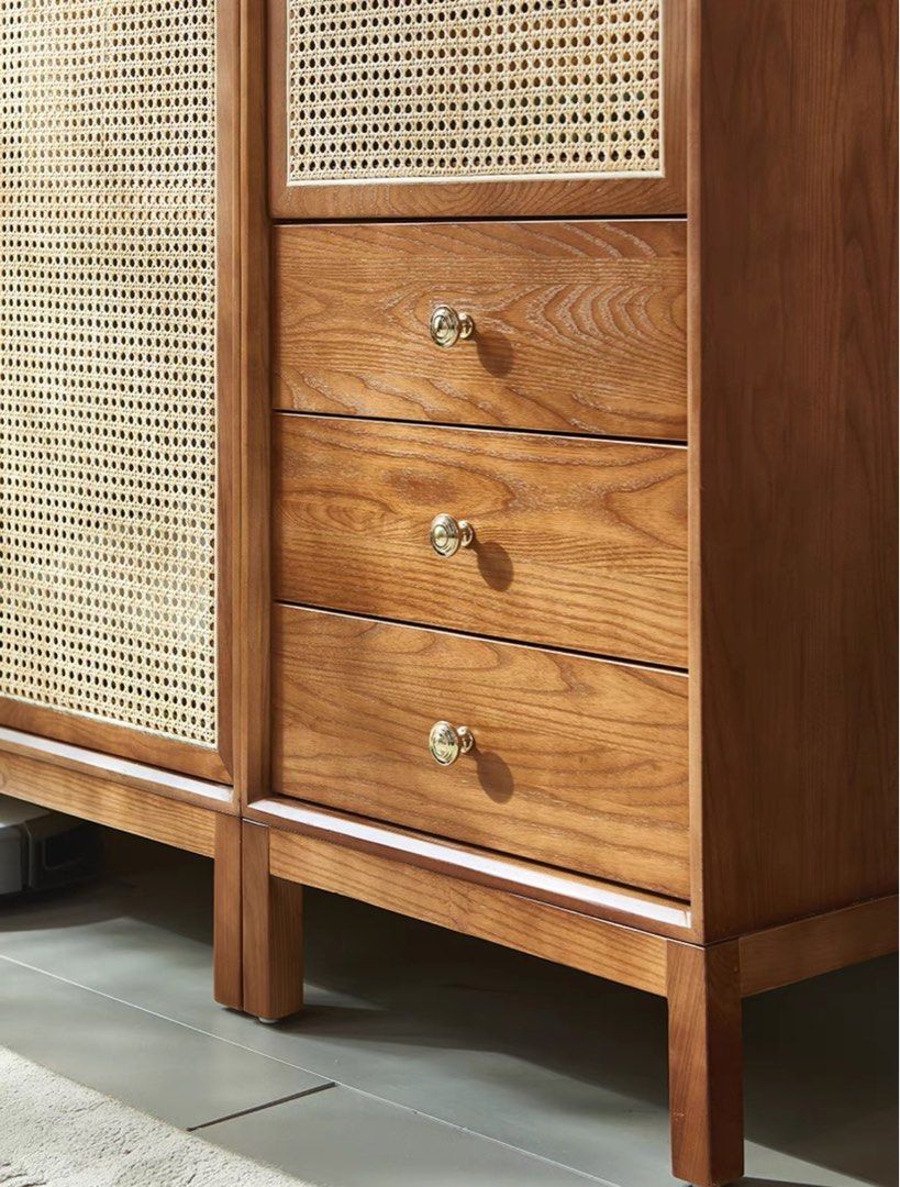 LUCIUS Rustic Rattan Wardrobe - Radical Homes Singapore