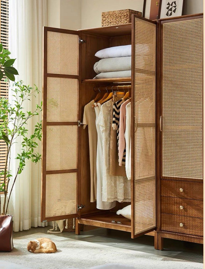 LUCIUS Rustic Rattan Wardrobe - Radical Homes Singapore