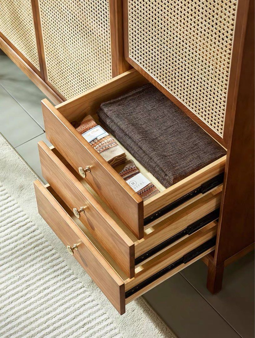 LUCIUS Rustic Rattan Wardrobe - Radical Homes Singapore