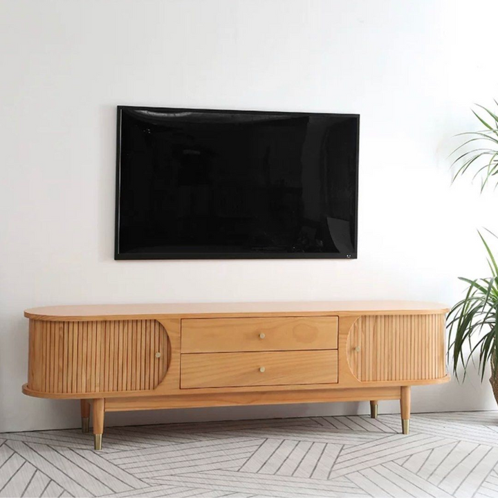 KORD Scandinavian Solid Pine Wood TV Console - Radical Homes Singapore