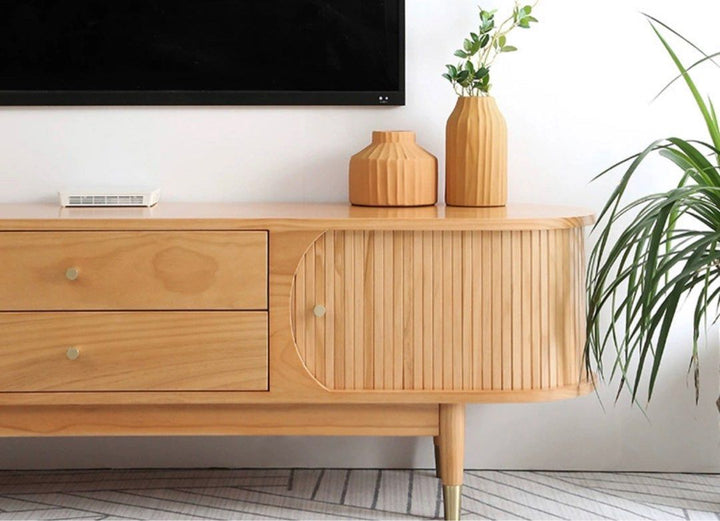 KORD Scandinavian Solid Pine Wood TV Console - Radical Homes Singapore