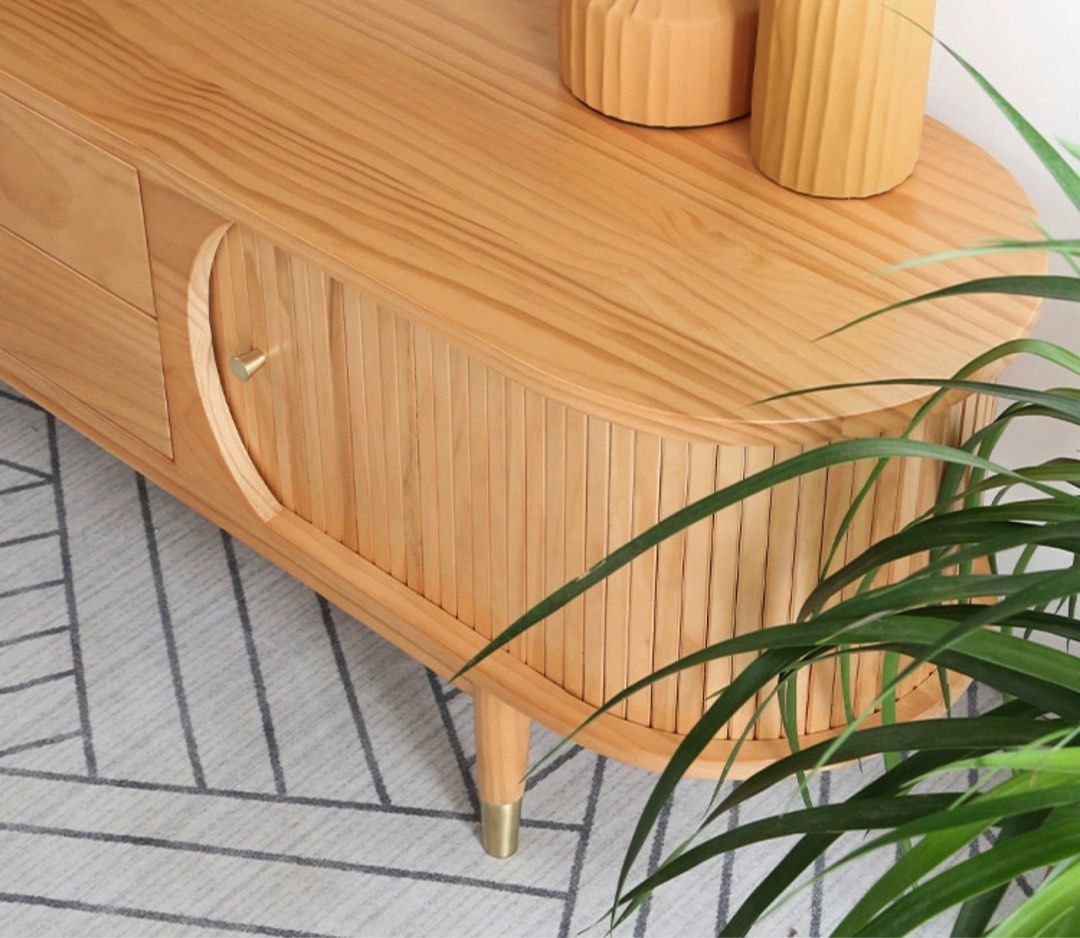 KORD Scandinavian Solid Pine Wood TV Console - Radical Homes Singapore