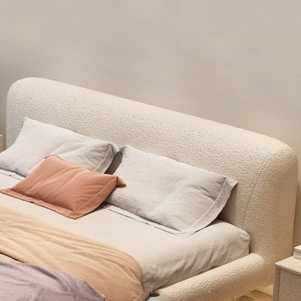 YOVEX Modern Boucle Floating LED Bedframe - Cassa Haus Singapore
