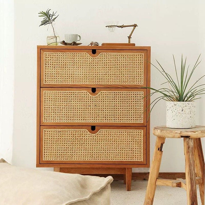 DECIMA Rustic Rattan Chest Of Drawers - Radical Homes Singapore