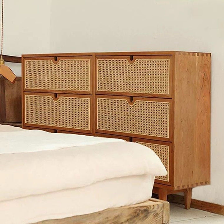 DECIMA Rustic Rattan Chest Of Drawers - Radical Homes Singapore