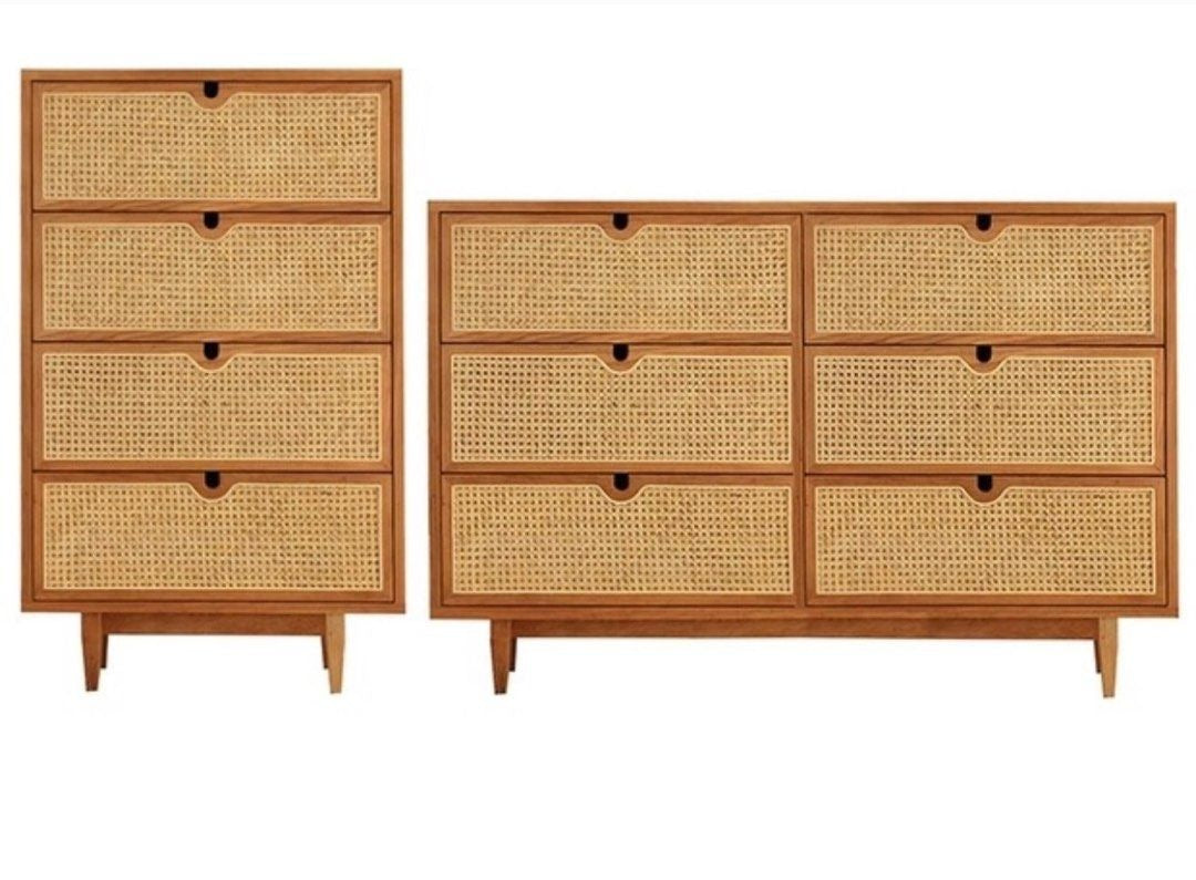 DECIMA Rustic Rattan Chest Of Drawers - Radical Homes Singapore