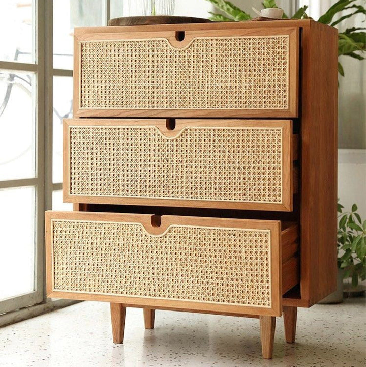 DECIMA Rustic Rattan Chest Of Drawers - Radical Homes Singapore