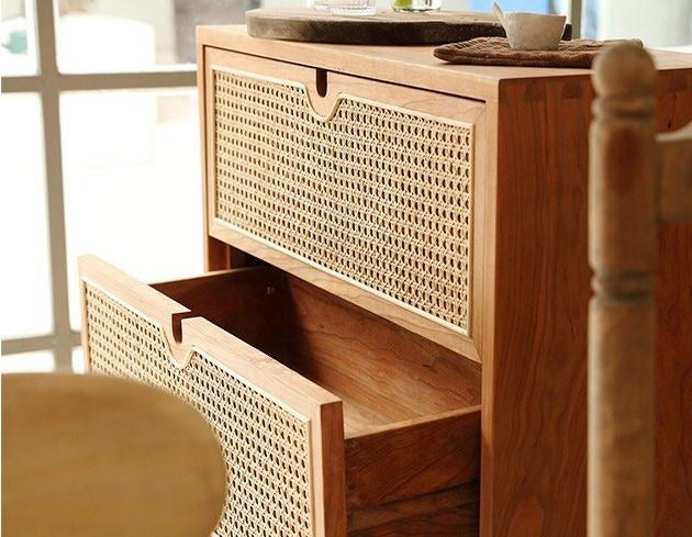 DECIMA Rustic Rattan Chest Of Drawers - Radical Homes Singapore
