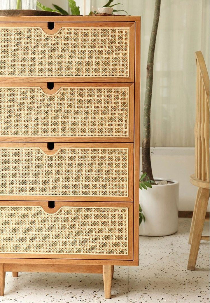 DECIMA Rustic Rattan Chest Of Drawers - Radical Homes Singapore