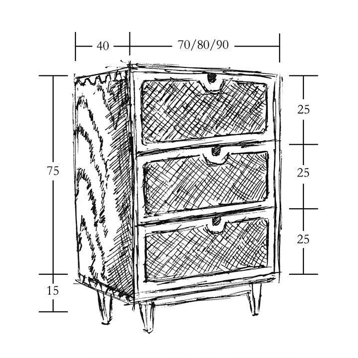 DECIMA Rustic Rattan Chest Of Drawers - Radical Homes Singapore