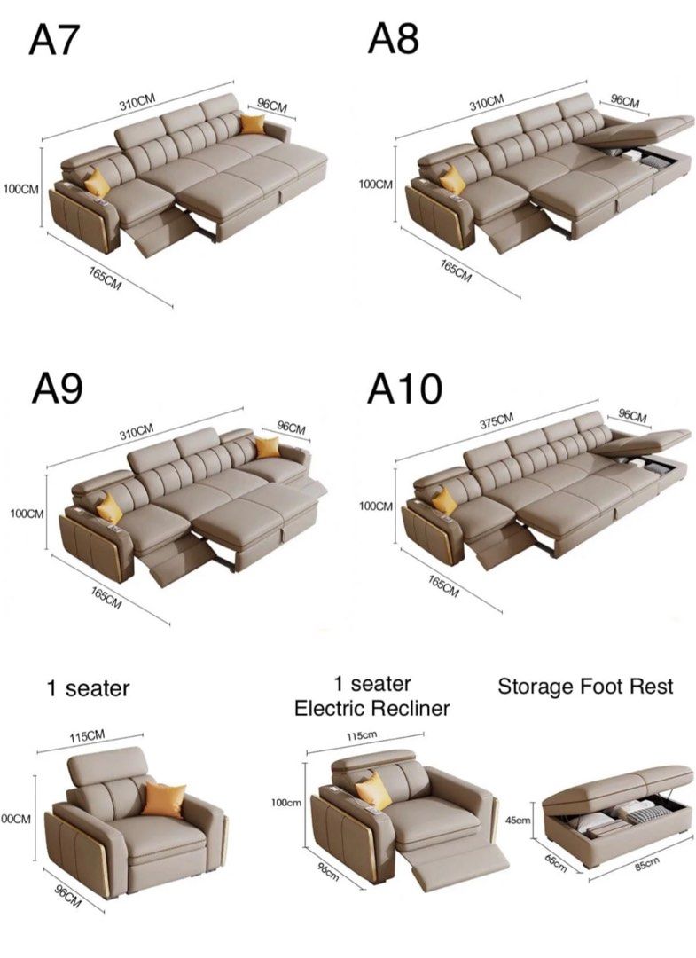 LUNESSA Electric Recliner Leather Storage Sofa - Radical Homes Singapore