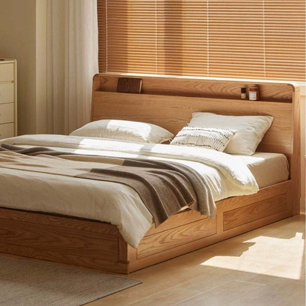 JAUPER Scandinavian Solid Wood Storage Bedframe - Radical Homes Singapore