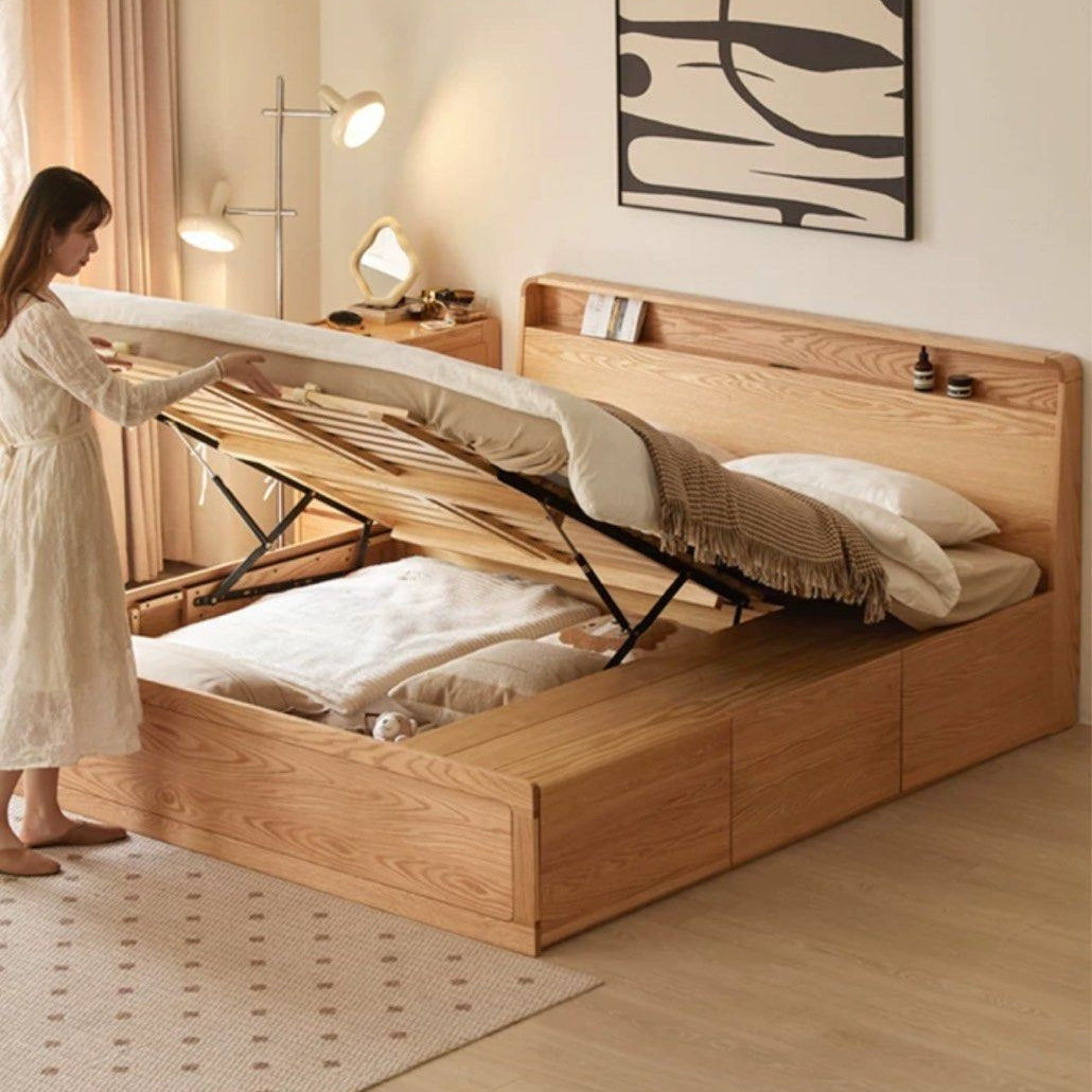 JAUPER Scandinavian Solid Wood Storage Bedframe - Radical Homes Singapore
