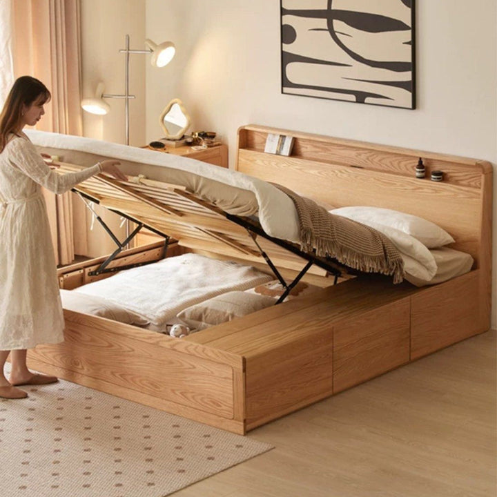 JAUPER Scandinavian Solid Wood Storage Bedframe - Radical Homes Singapore