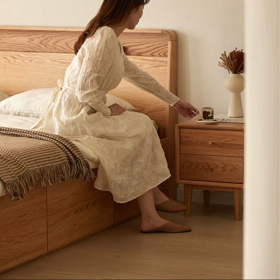 JAUPER Scandinavian Solid Wood Storage Bedframe - Radical Homes Singapore