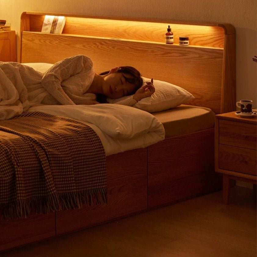 JAUPER Scandinavian Solid Wood Storage Bedframe - Radical Homes Singapore