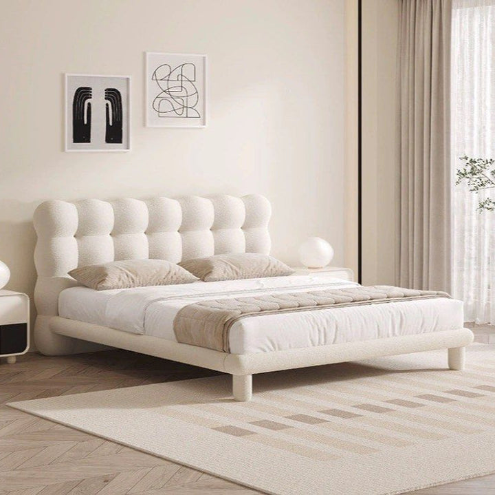 JEN Modern Boucle Bedframe - Radical Homes Singapore
