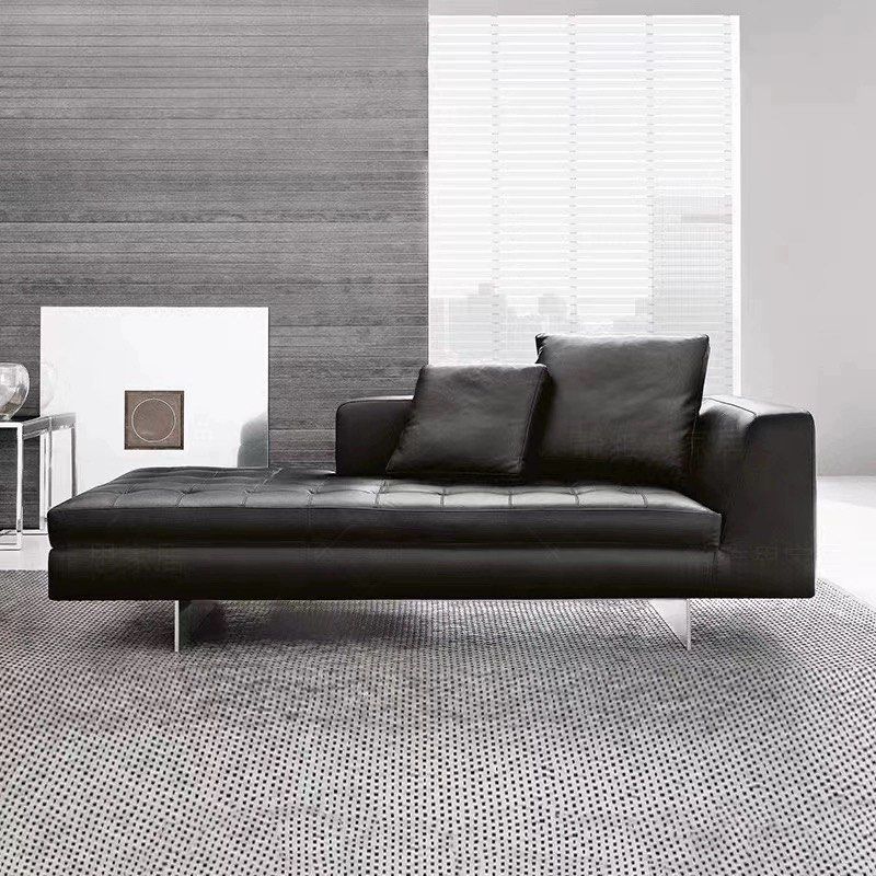 VOSSARI Modern Leather Chaise Sofa - Radical Homes Singapore