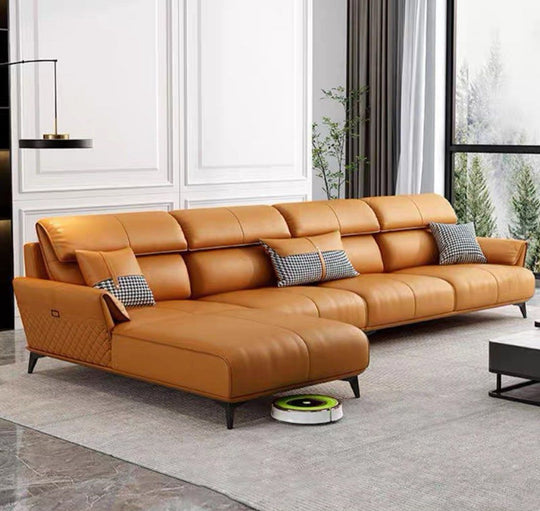 NARVI Modern Genuine Leather Sofa - Cassa Haus Singapore
