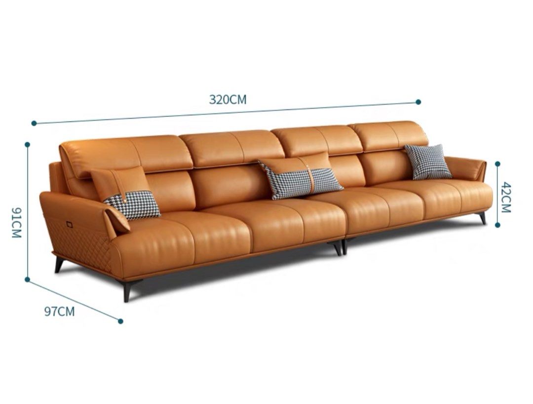ALVERON Modern Genuine Leather Sofa - Radical Homes Singapore