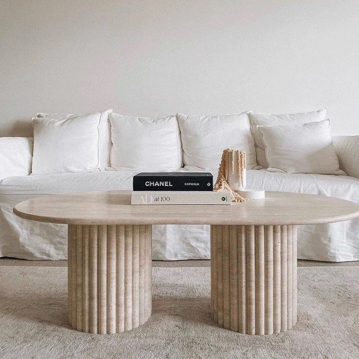 ARSHEL Modern Travertine Coffee Table - Radical Homes Singapore