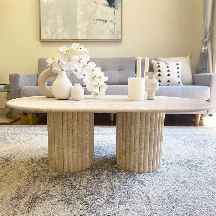 ARSHEL Modern Travertine Coffee Table - Radical Homes Singapore