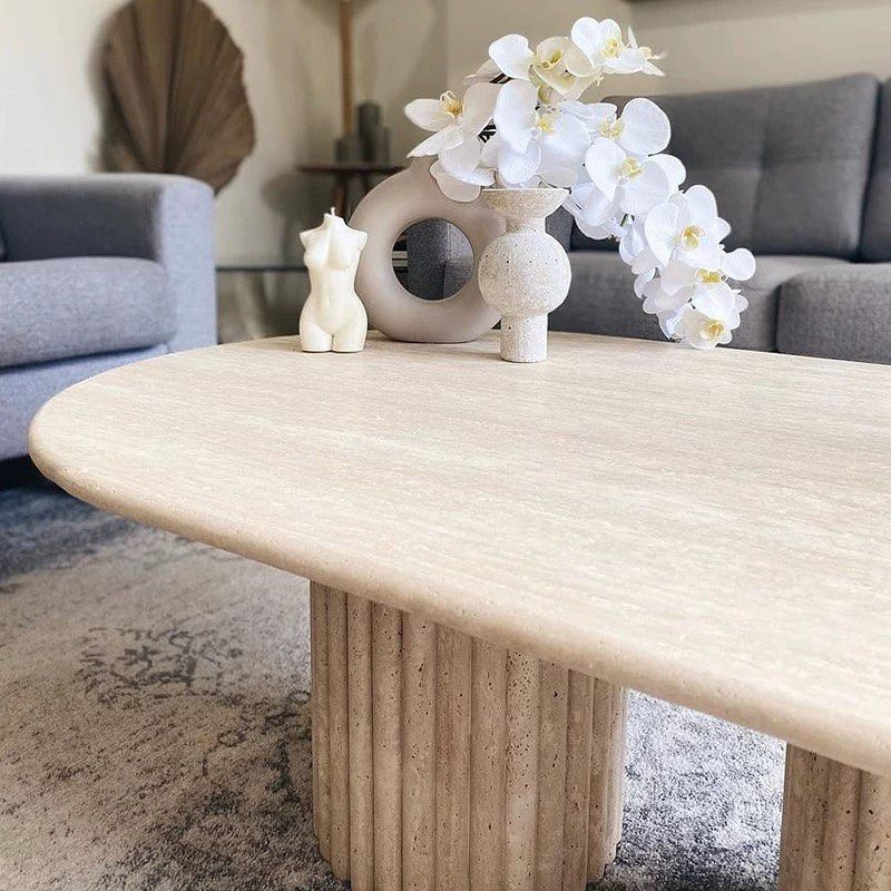 ARVESSEN Modern Travertine Coffee Table