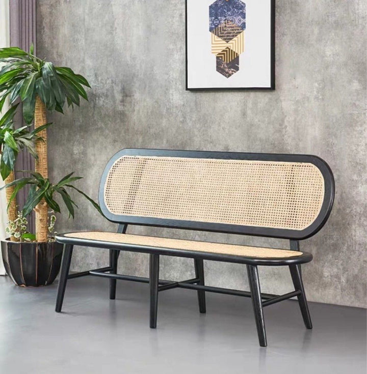 LILOU Vintage Rattan Dining Bench - Radical Homes Singapore