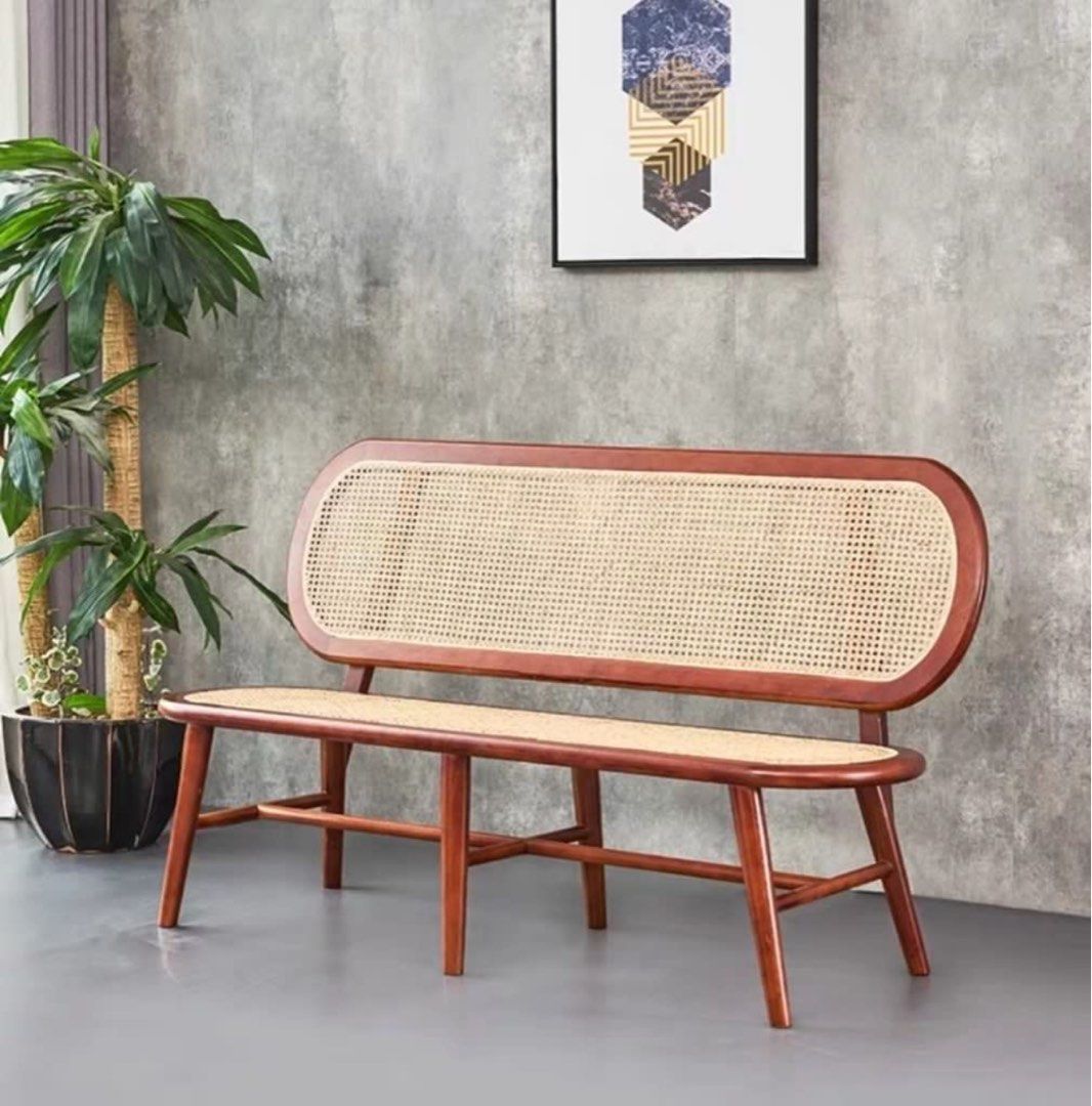 LILOU Vintage Rattan Dining Bench - Radical Homes Singapore