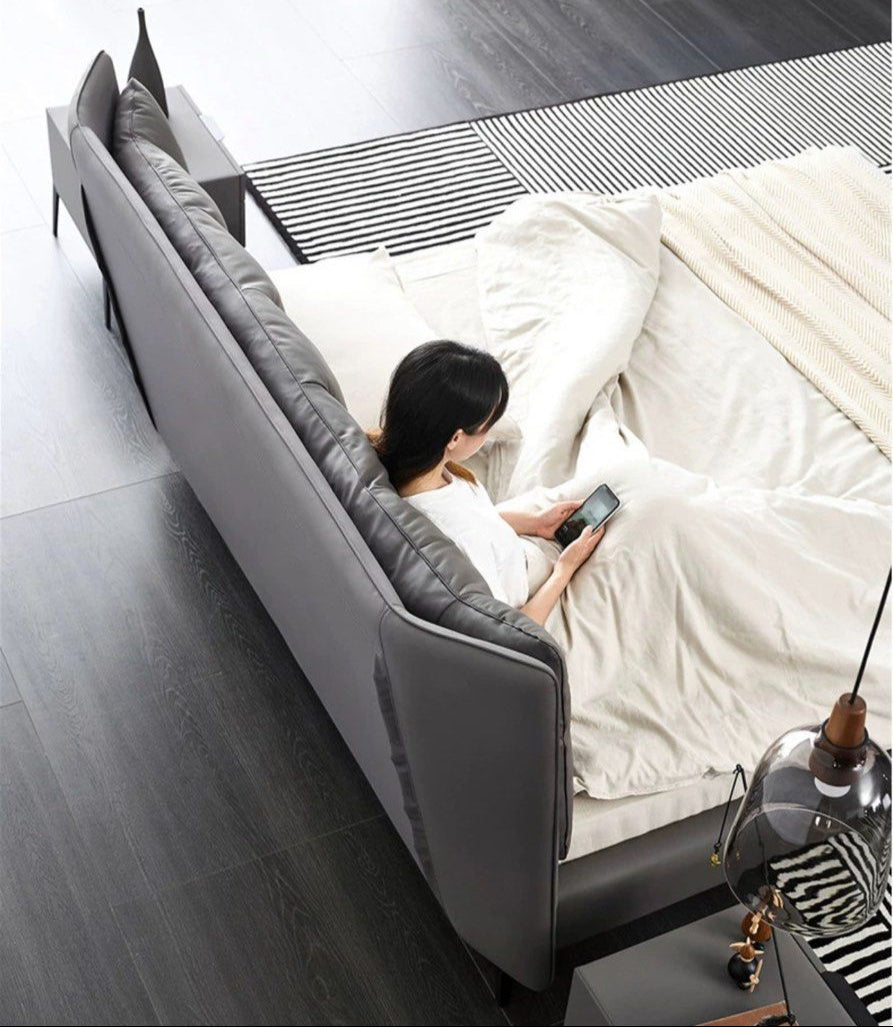JUDE Modern Leather Bedframe - Radical Homes Singapore