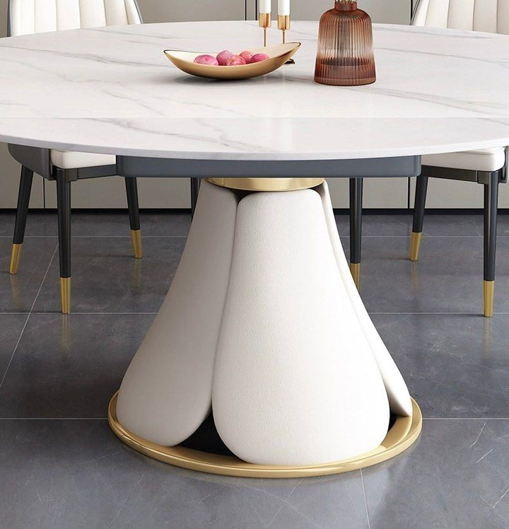 THEON Extendable Round Sintered Stone Dining Table - Radical Homes Singapore