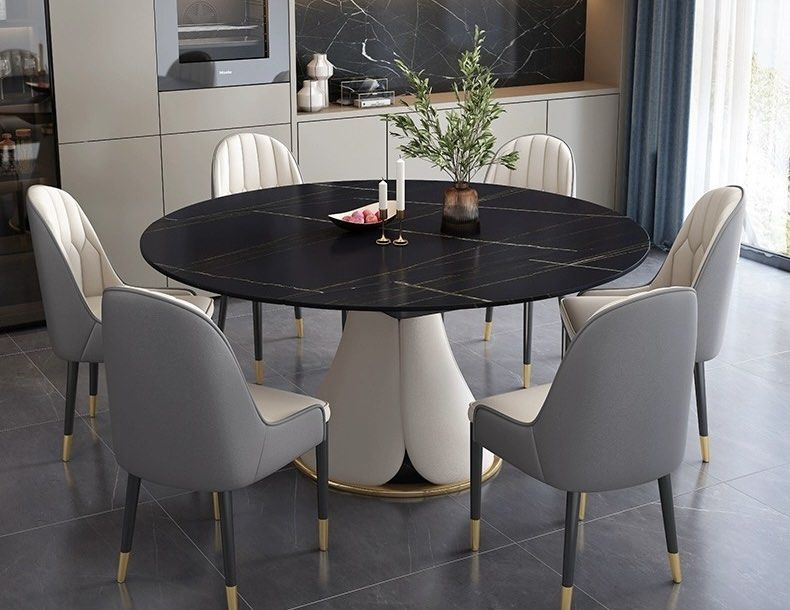 THEON Extendable Round Sintered Stone Dining Table - Radical Homes Singapore