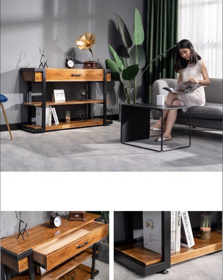JVSKE Rustic Solid Wood Console Table - Radical Homes Singapore