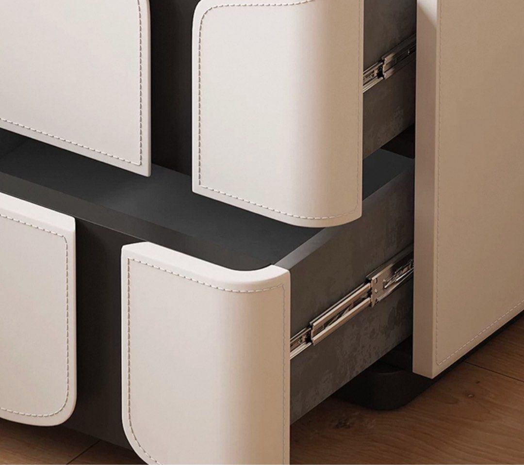 THOR Modern Saddle Leather Bedside Table - Radical Homes Singapore