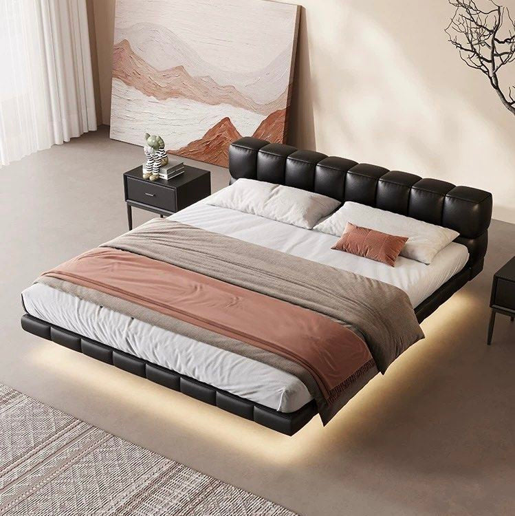 KALVAR Modern Leather Floating Bedframe - Radical Homes Singapore
