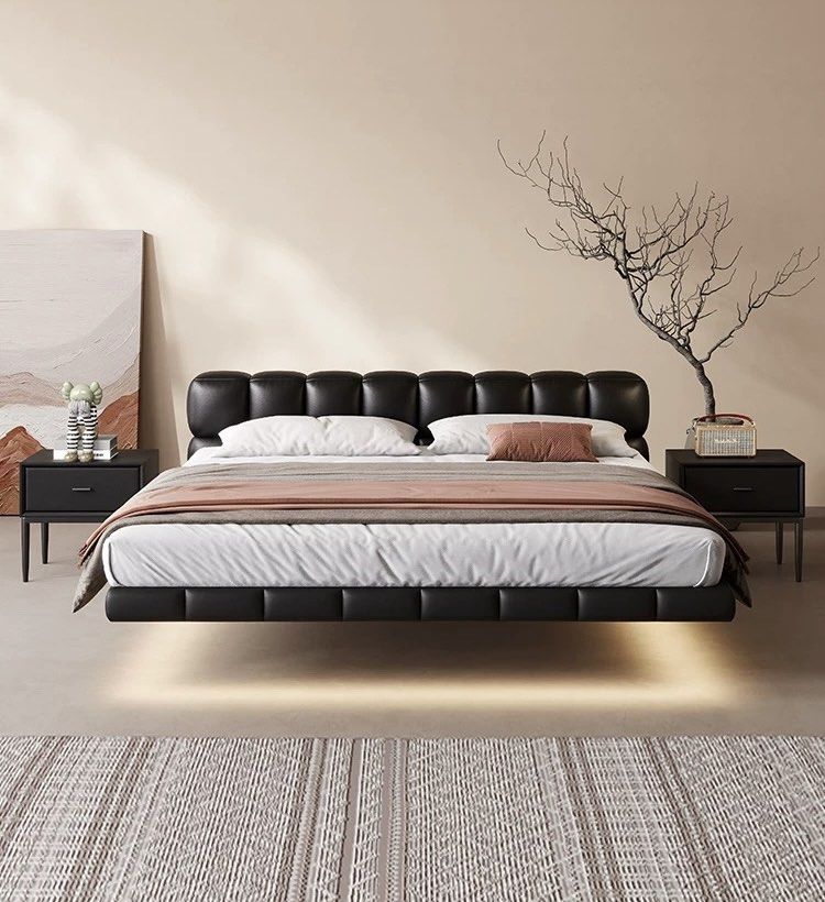 KALVAR Modern Leather Floating Bedframe - Radical Homes Singapore