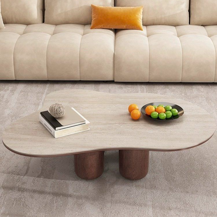 RHEZAN Modern Travertine Coffee Table - Cassa Haus Singapore