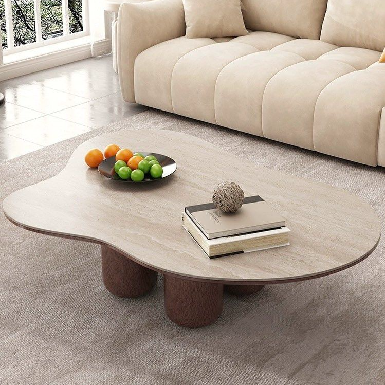 RHEZAN Modern Travertine Coffee Table - Cassa Haus Singapore