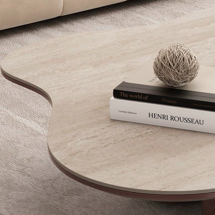 RHEZAN Modern Travertine Coffee Table - Cassa Haus Singapore