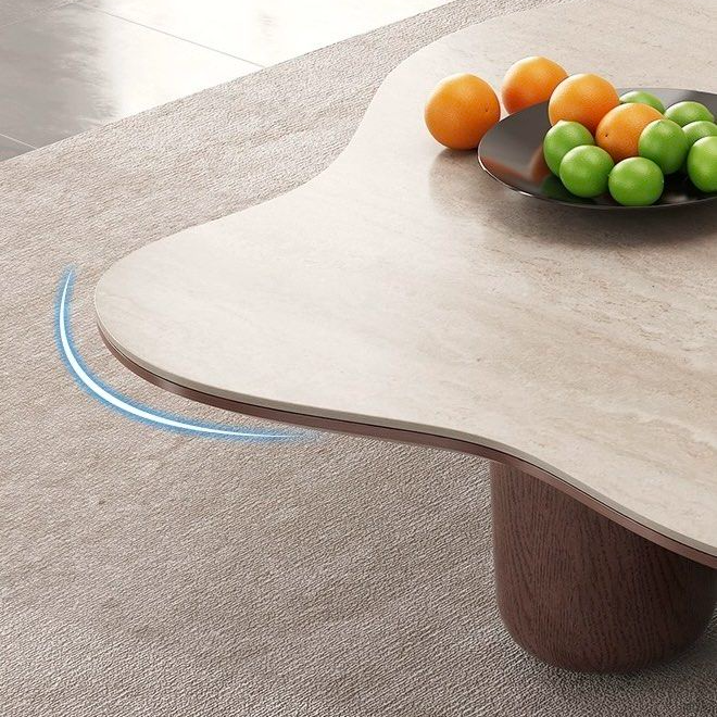 RHEZAN Modern Travertine Coffee Table - Cassa Haus Singapore