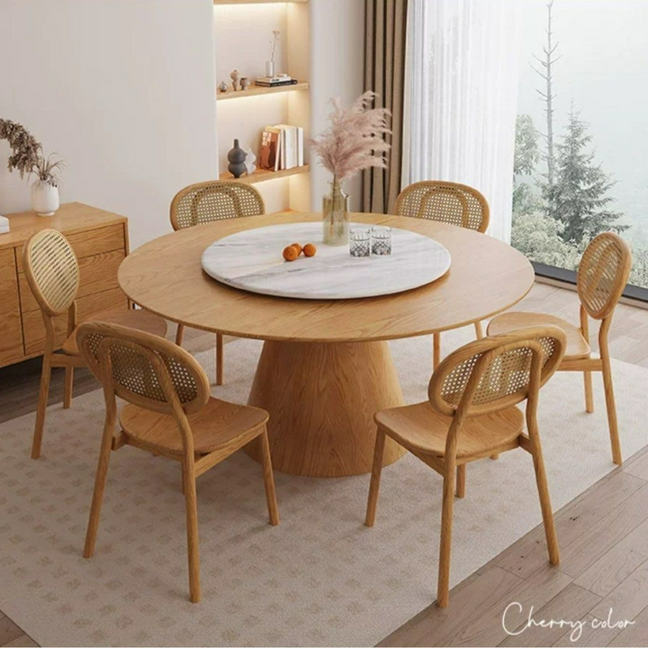HUNTER Modern Solid Wood Round Dining Table - Radical Homes Singapore